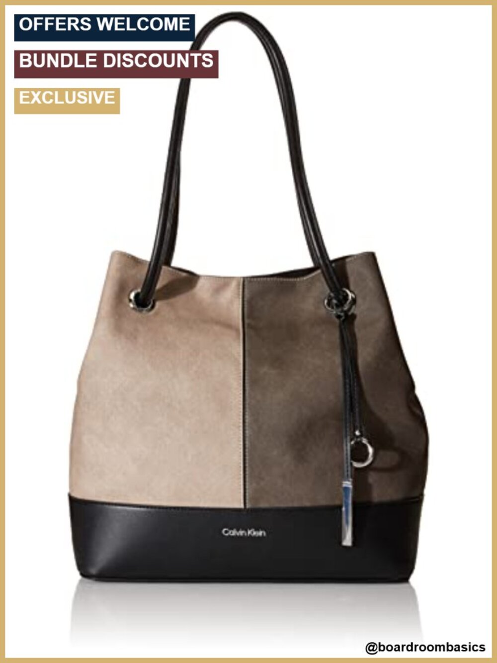 Calvin Klein Gabrianna North South Vegan Leather Tote with Wristlet